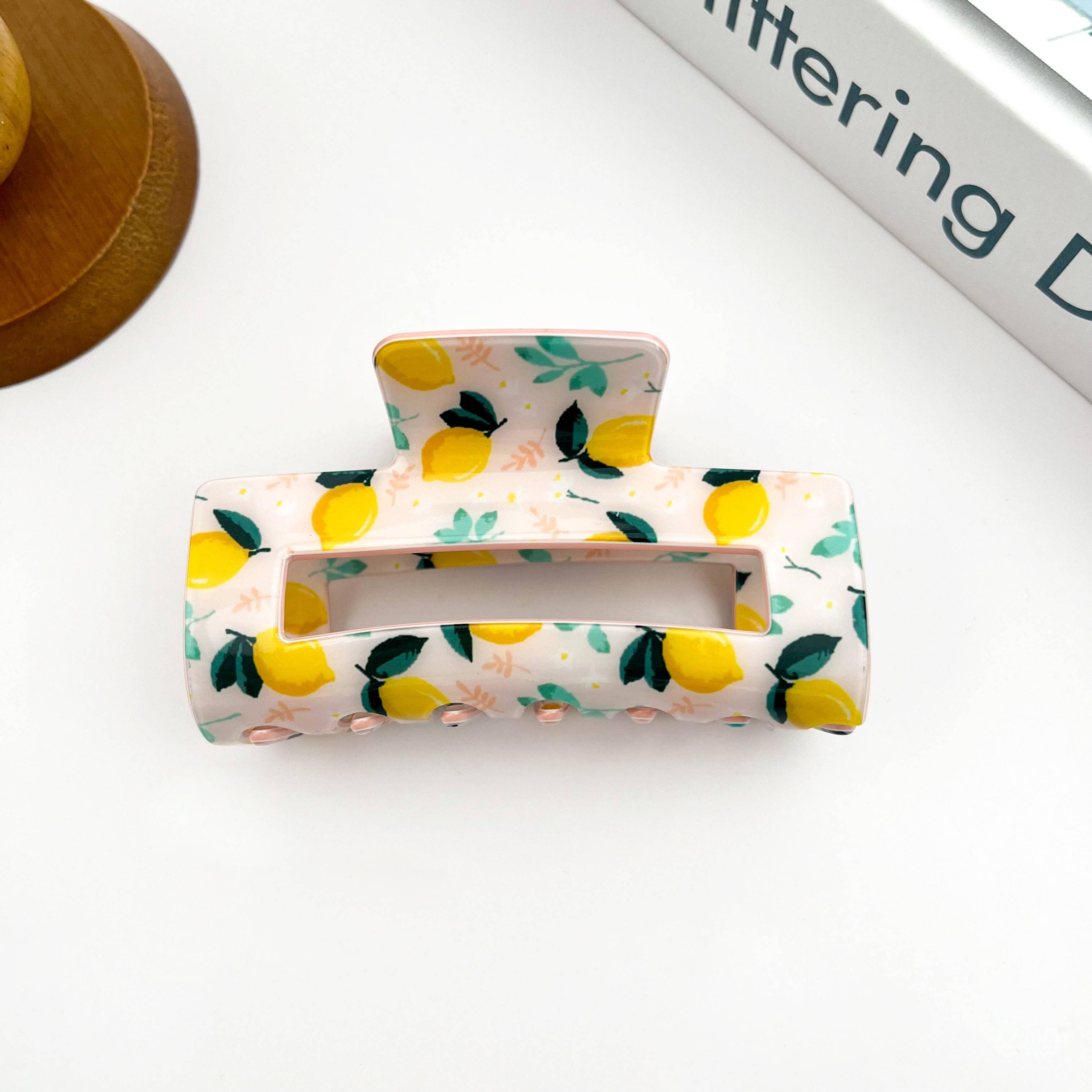 Playful Fruit-Inspired Hollow Rectangle Hair Claw Clip: Watermelon