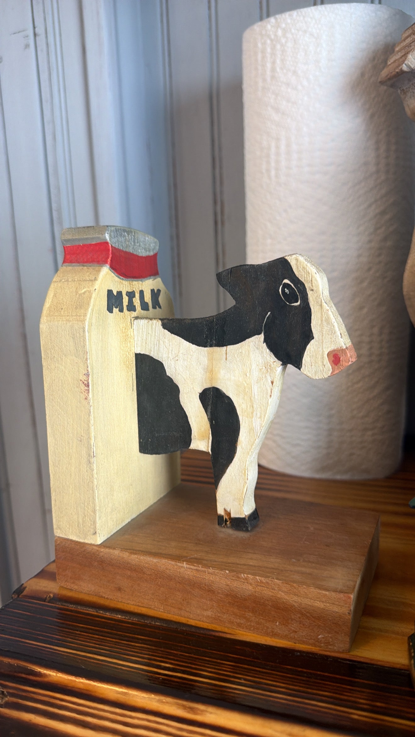 Dairy Cow/ Milk Bottle Bookend