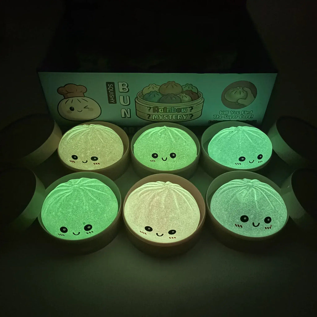 Glow-in-the-Dark Steamed Bun Squishy Fidget Toy: Glow-in-the-Dark