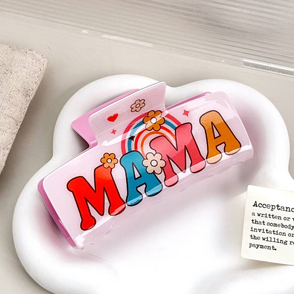 Mother's Day Floral MAMA Print Large Hair Clip: E
