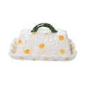 Daisy Butter Dish with Lid - Spring Ceramic, White
