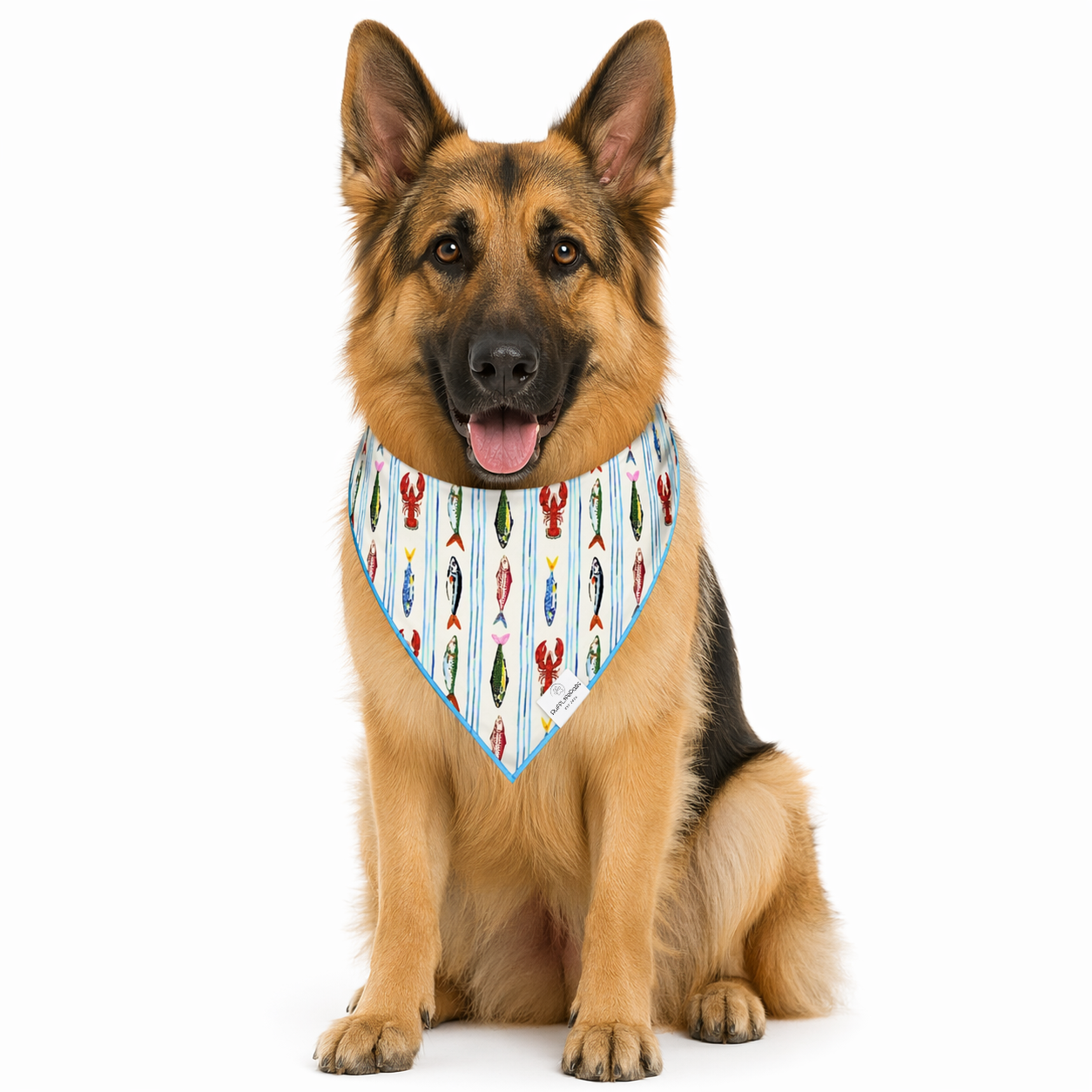 Coastal Fish Striped Dog Bandana: