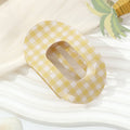 Checkered Ova  Gingham Hair Claw Clip: Yellow