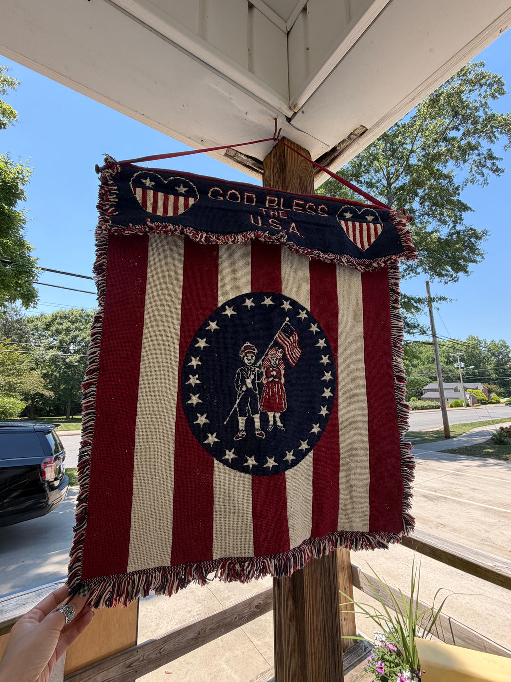 God Bless The USA Woven Patriotic Tapestry