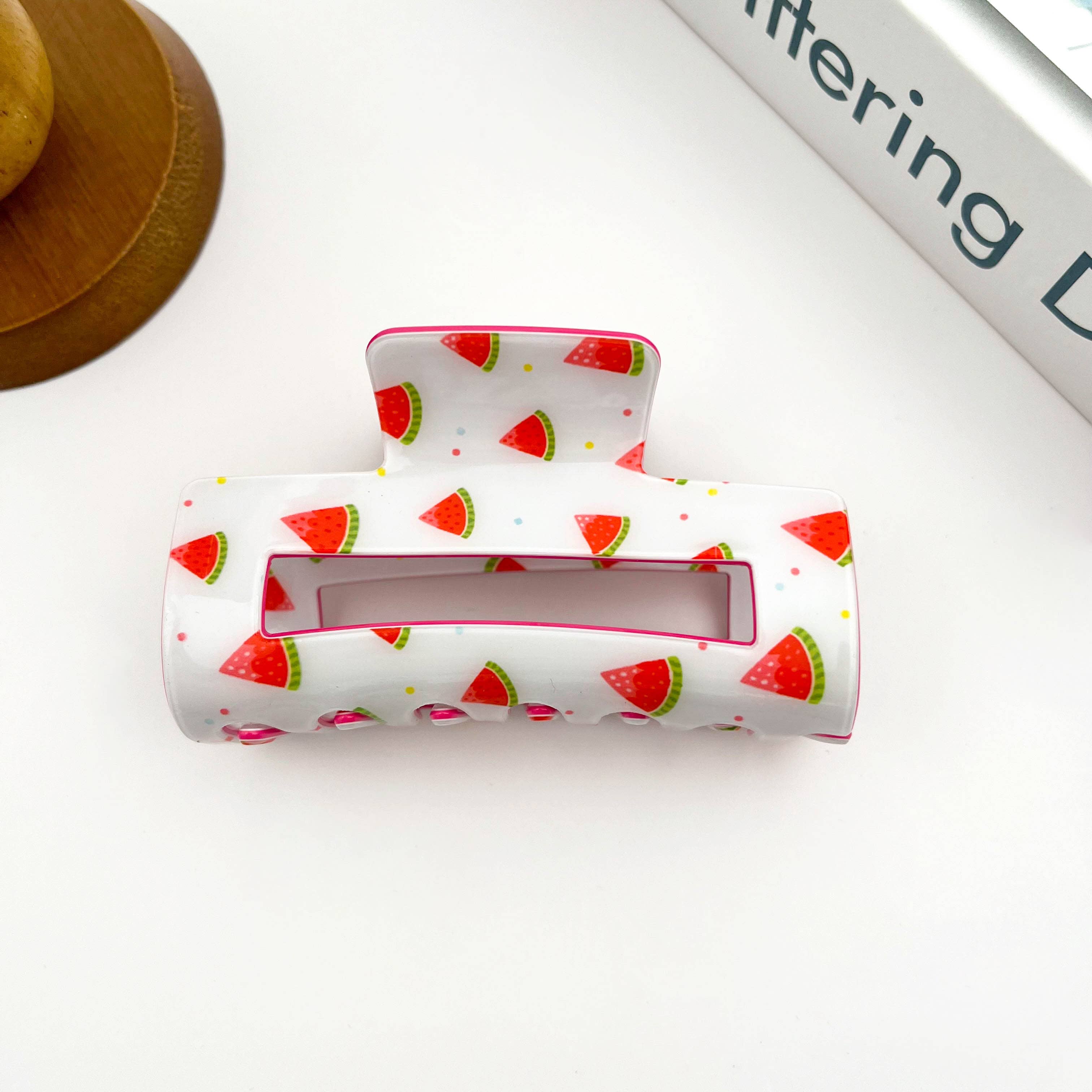 Playful Fruit-Inspired Hollow Rectangle Hair Claw Clip: Lemon
