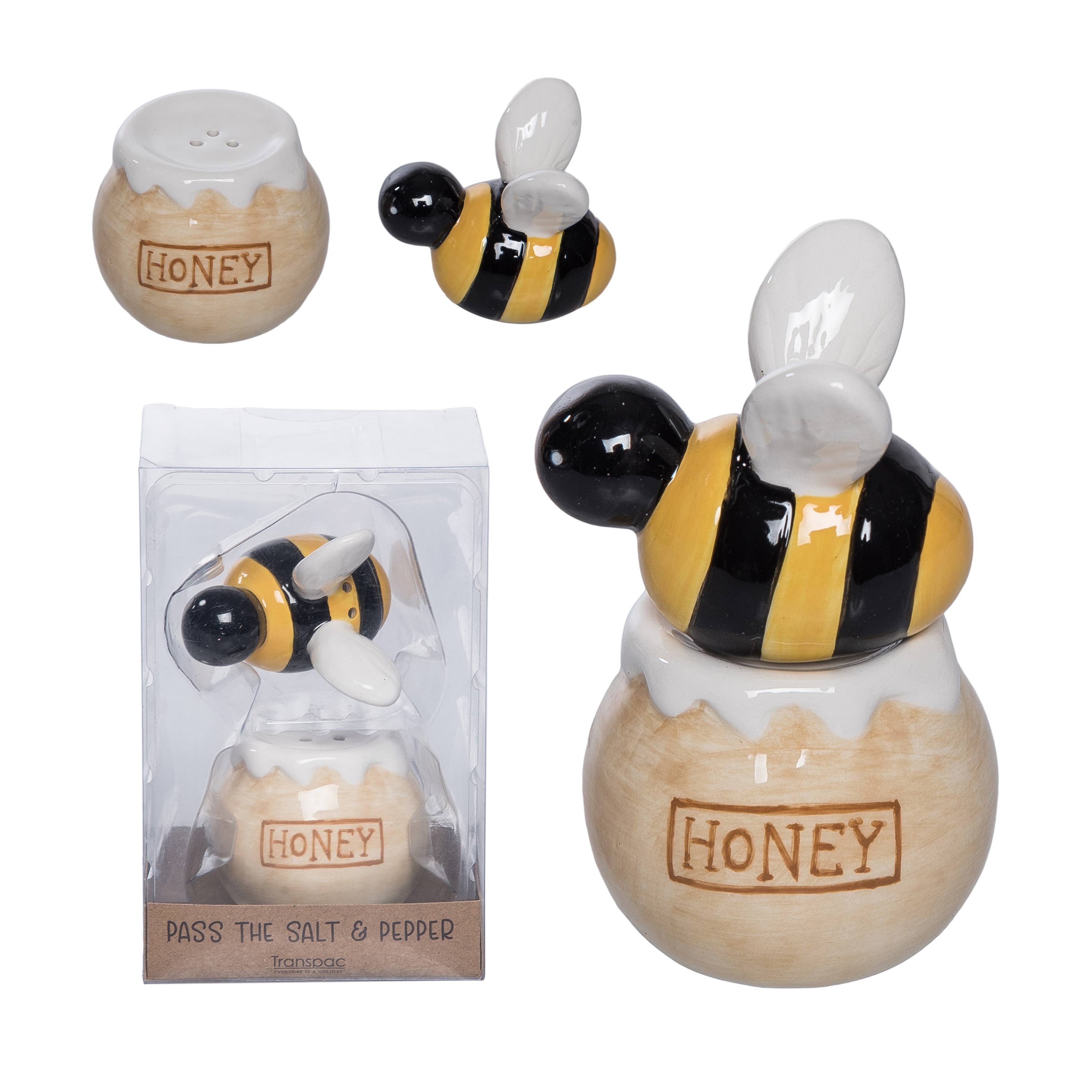 Honey Bee Salt & Pepper Shakers Set - Spring Ceramic