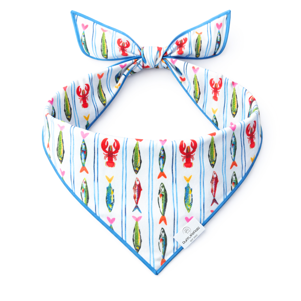 Coastal Fish Striped Dog Bandana: