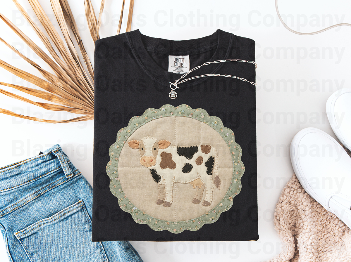 Faux Patchwork Cow S Graphic Tee
