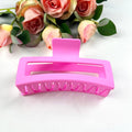 Solid color rectangular claw clip large hair clips: Pink