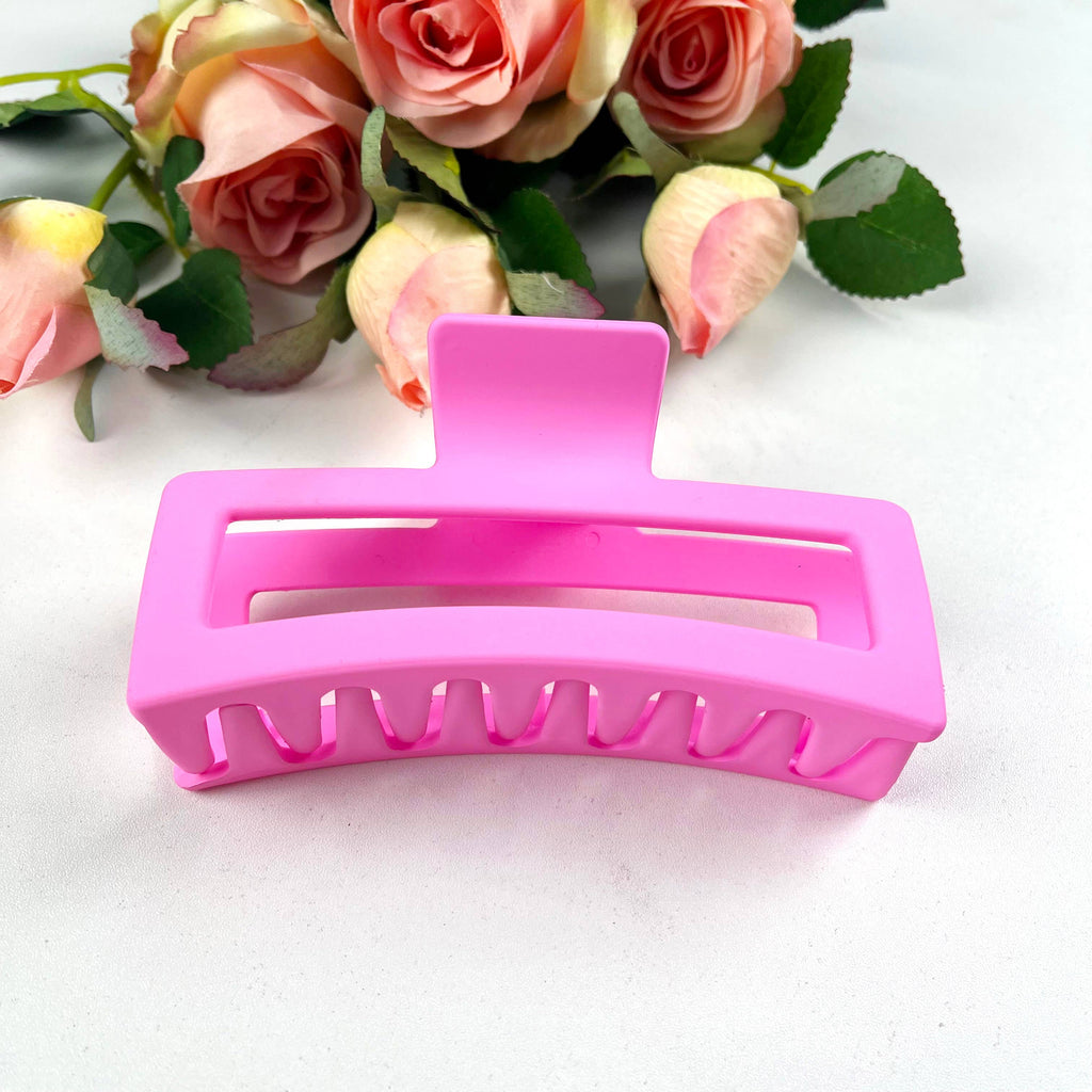 Solid color rectangular claw clip large hair clips: Yellow