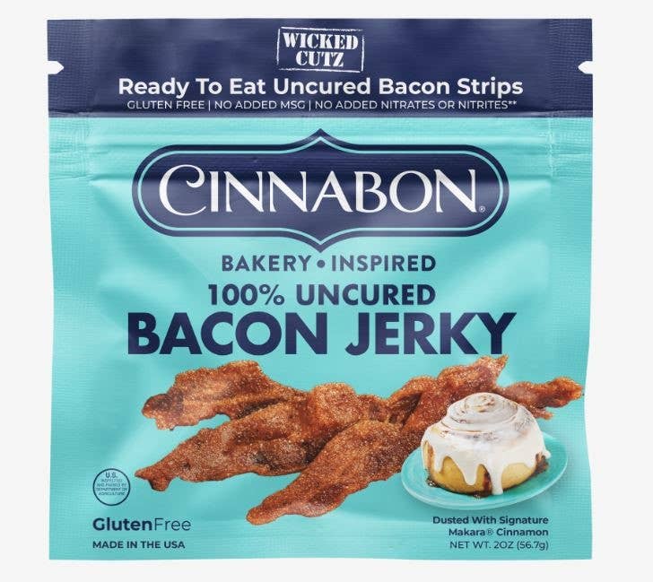 Wicked Cutz Cinnabon Bacon Jerky, 100% uncured
