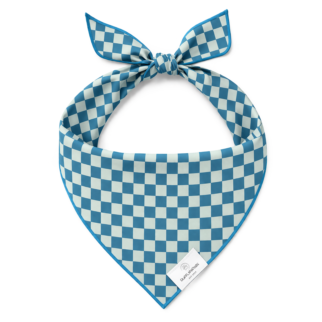 Teal Checkered Dog Bandana