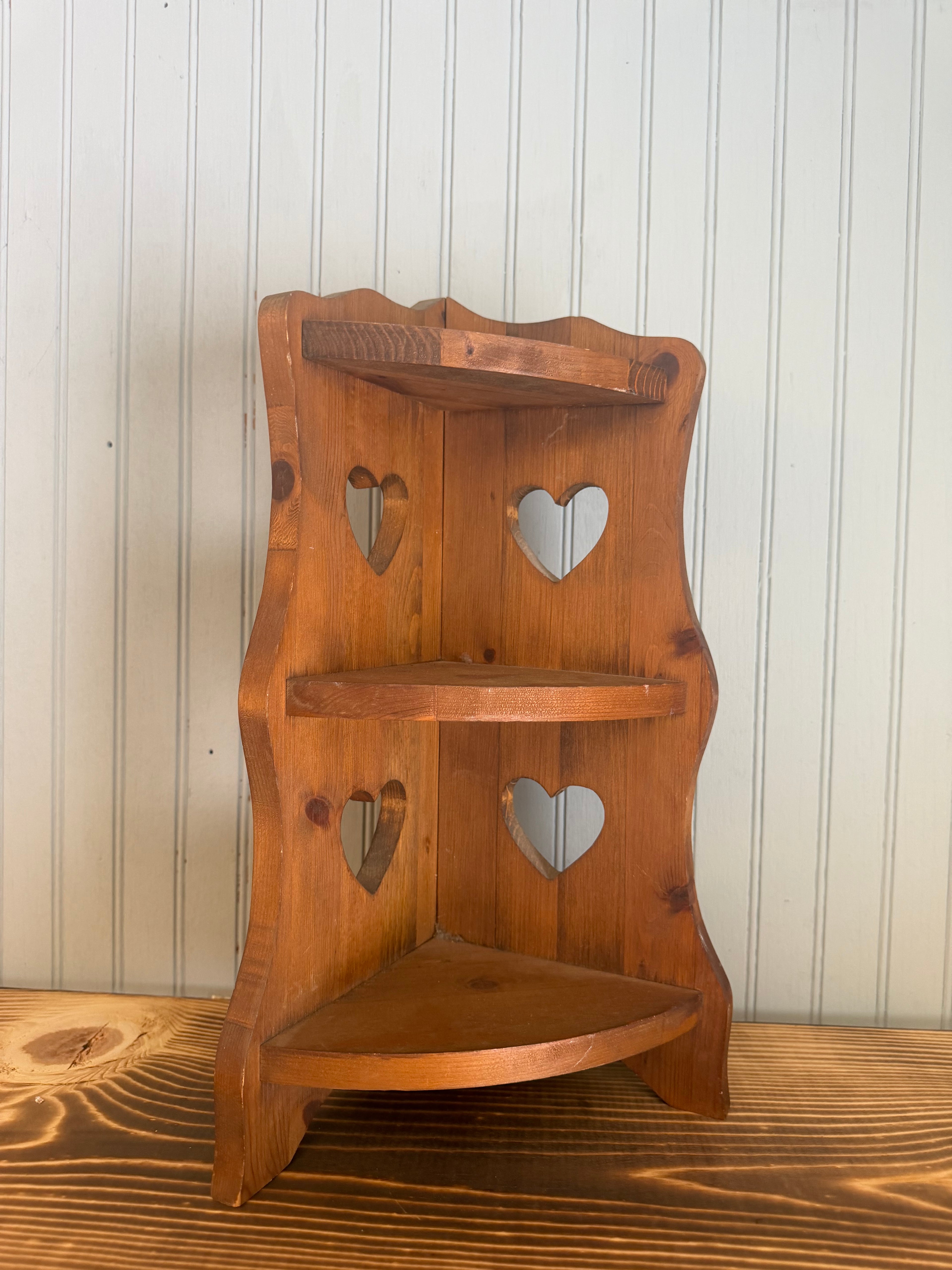Vintage Wood Heart Corner Shelf