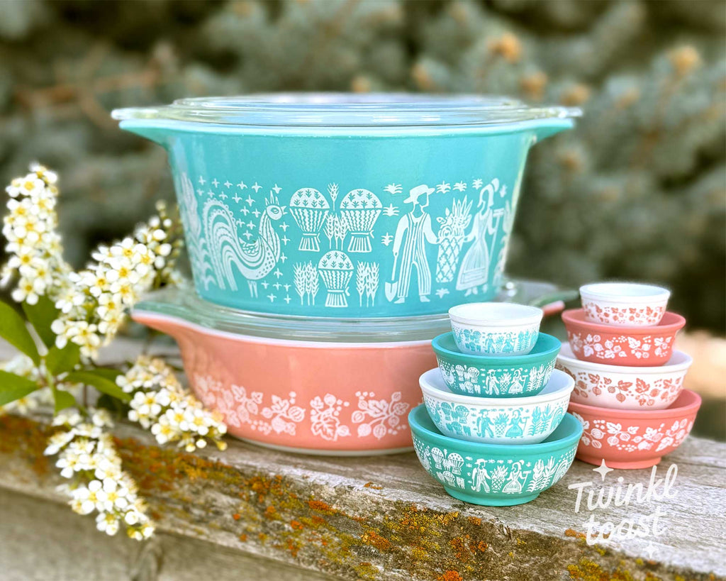 Mini Pyrex-Inspired Mixing Bowls – Retro Stackable Set: Gooseberry
