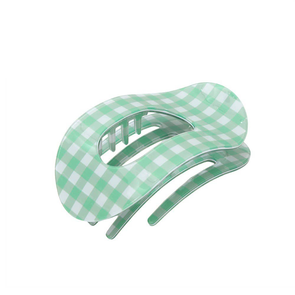 Checkered Gingham Hair Claw Clip: Green