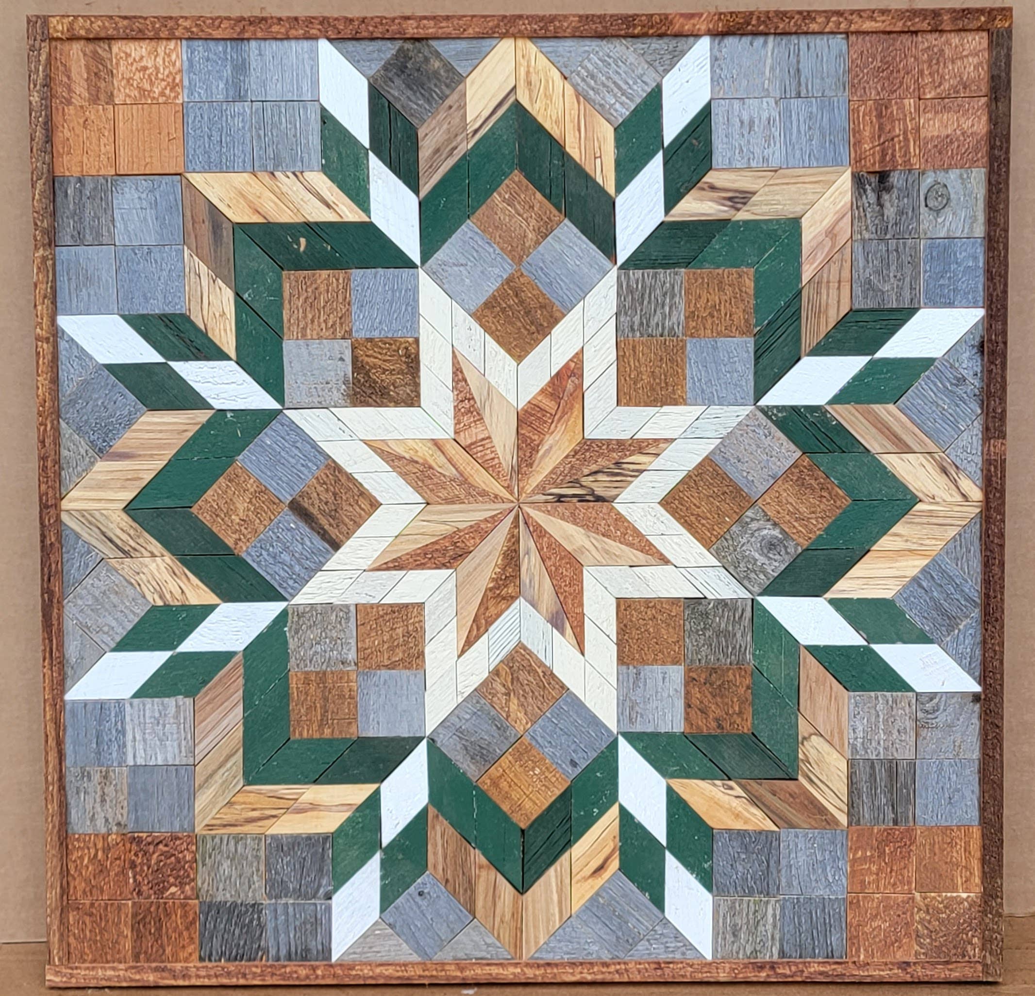 31x31" Barn Quilt- Green Tones