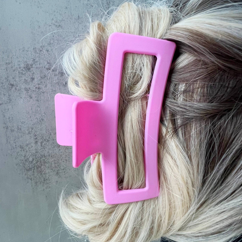 Solid color rectangular claw clip large hair clip: Green