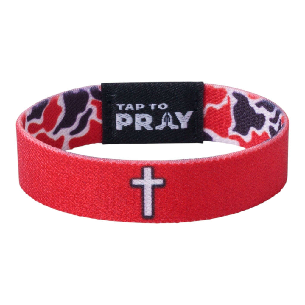 Tap To Pray® Wristband – Team Camo - Red & Black