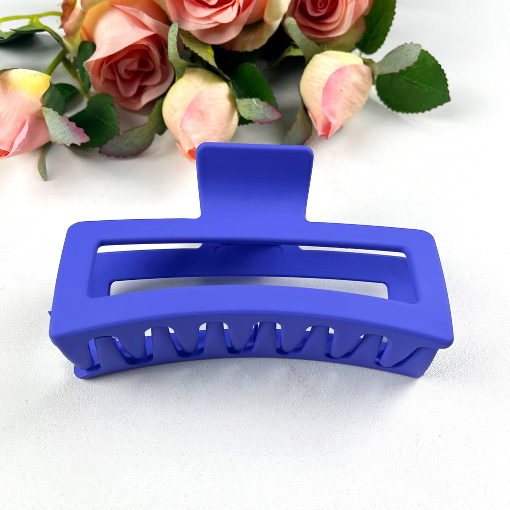 Solid color rectangular claw clip large hair clips: Deep-blue