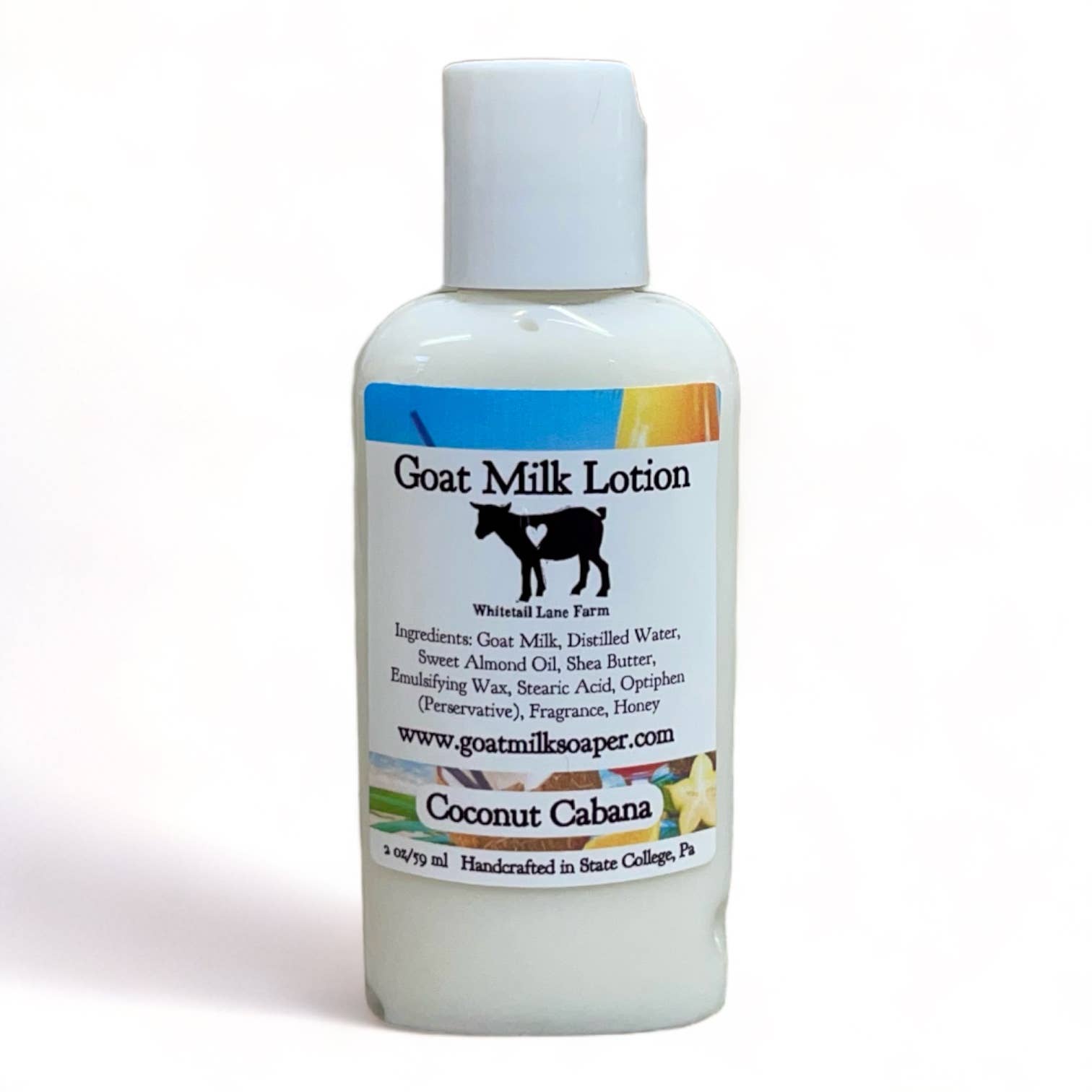 Goat Milk Lotion - Coconut Cabana: 8.5 oz with disc cap lid
