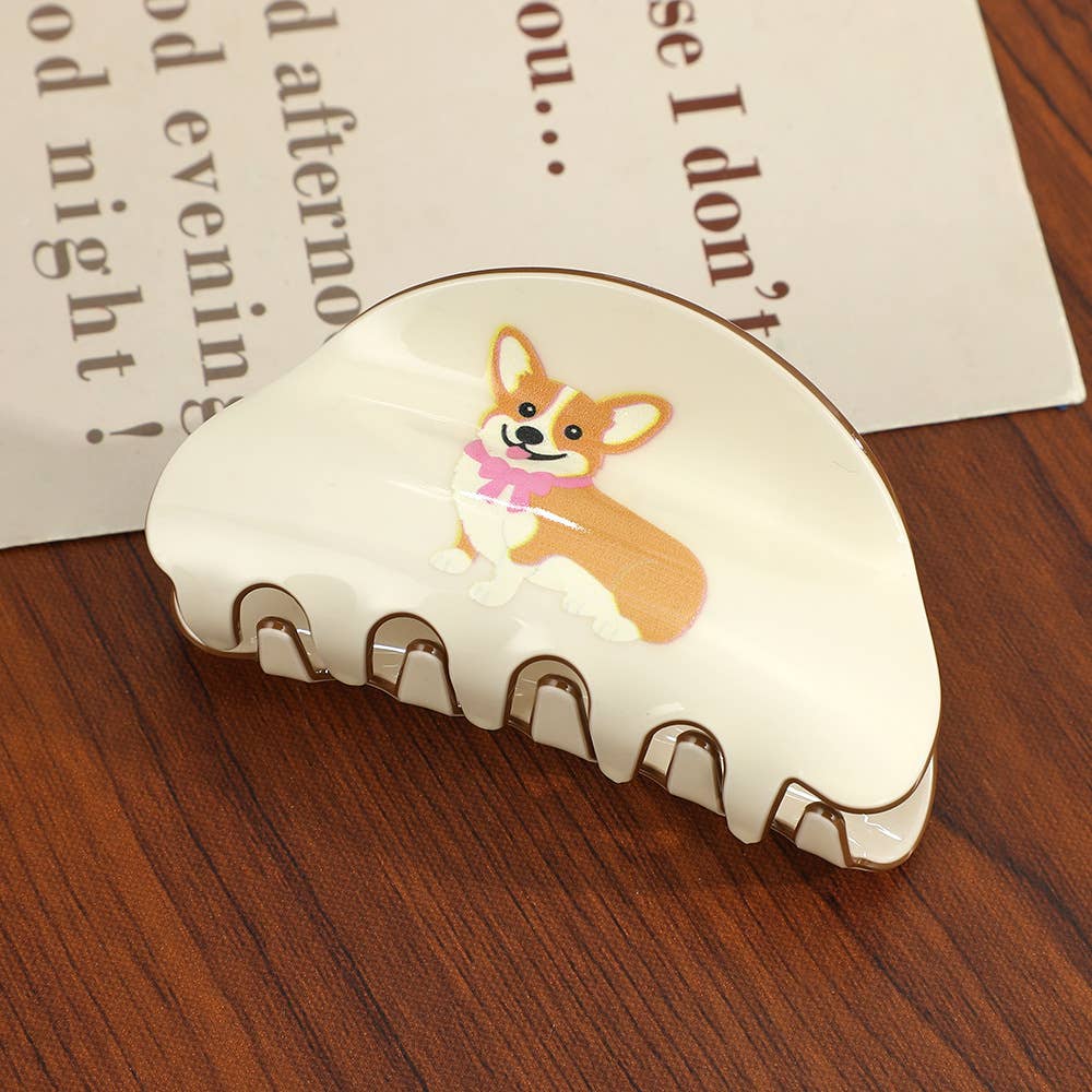 Ivory Dachshund Claw Clip