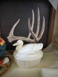 Vintage Milk Glass Duck Dish