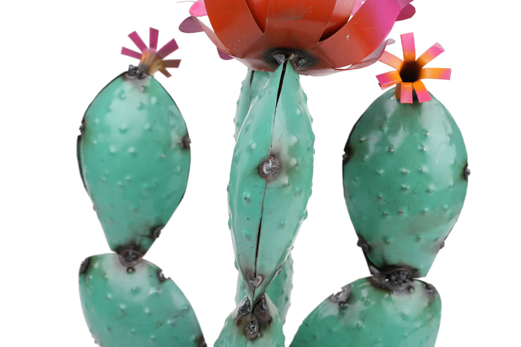 Desert Valley Metal Prickly Pear Cactus: Turquoise