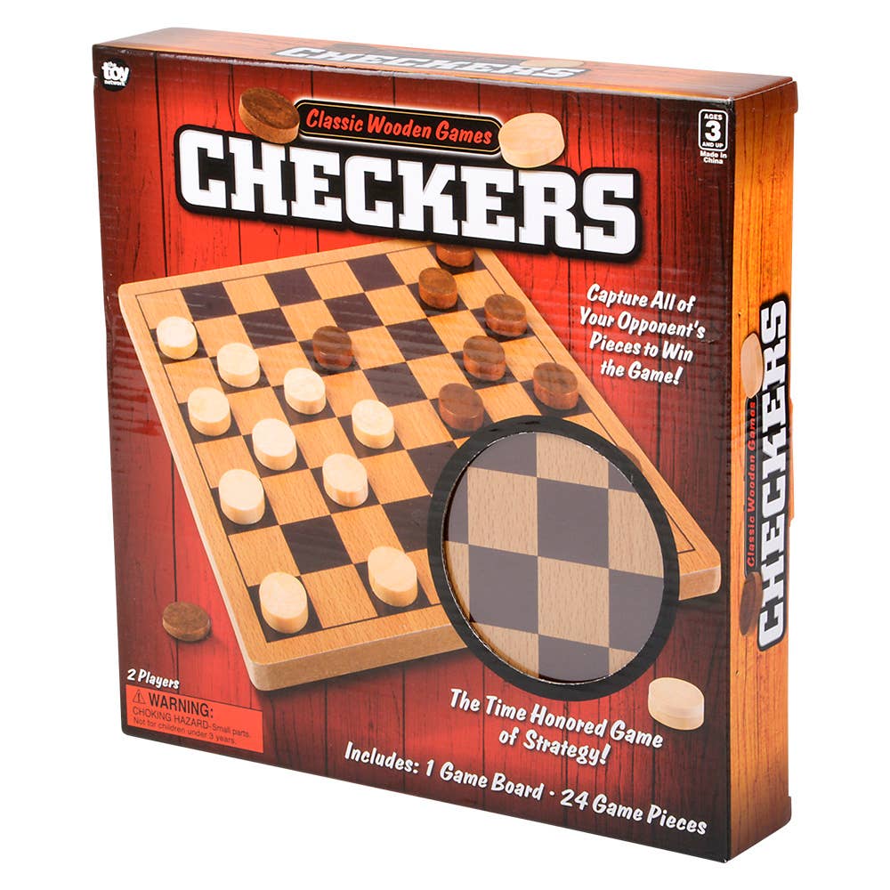 Wooden Checkers Game