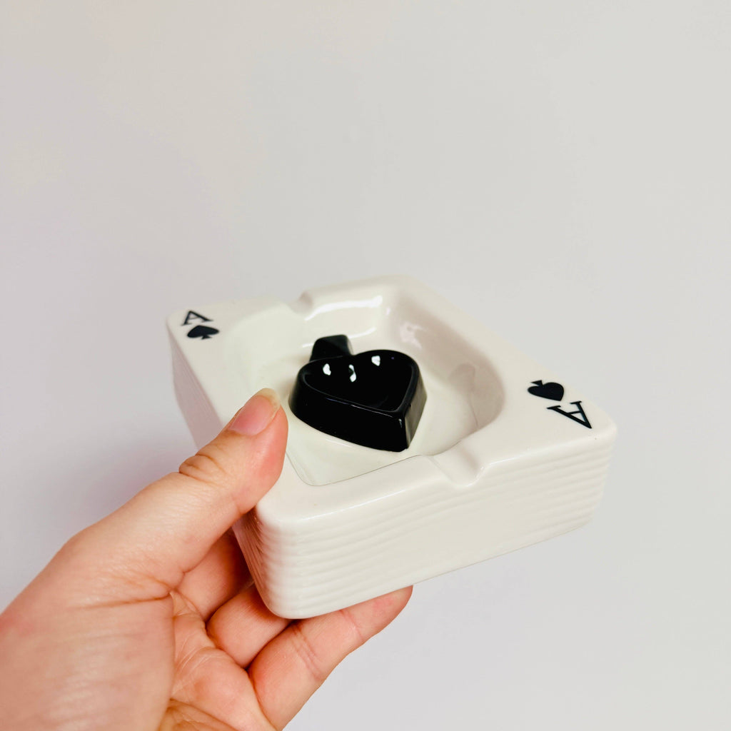 Ceramic Ashtray Ace of Hearts Or Ace of Spades: Black