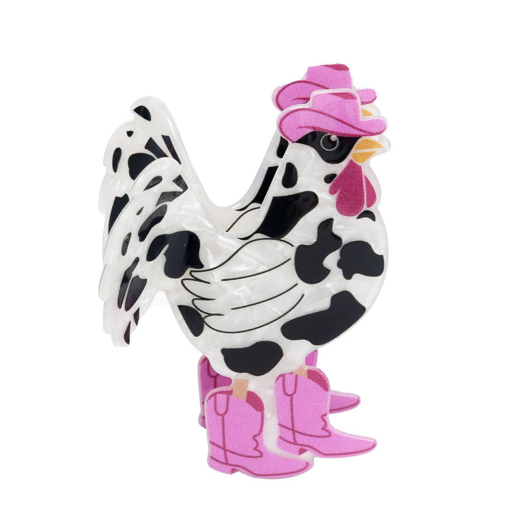 Cow Print Rooster Clip