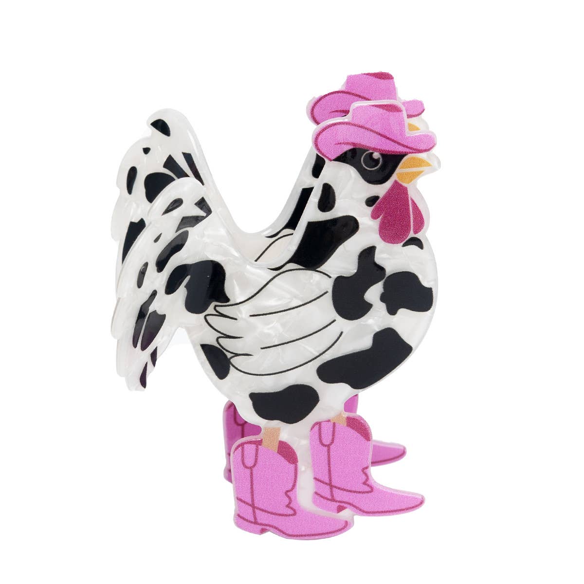 Cow Print Rooster Clip