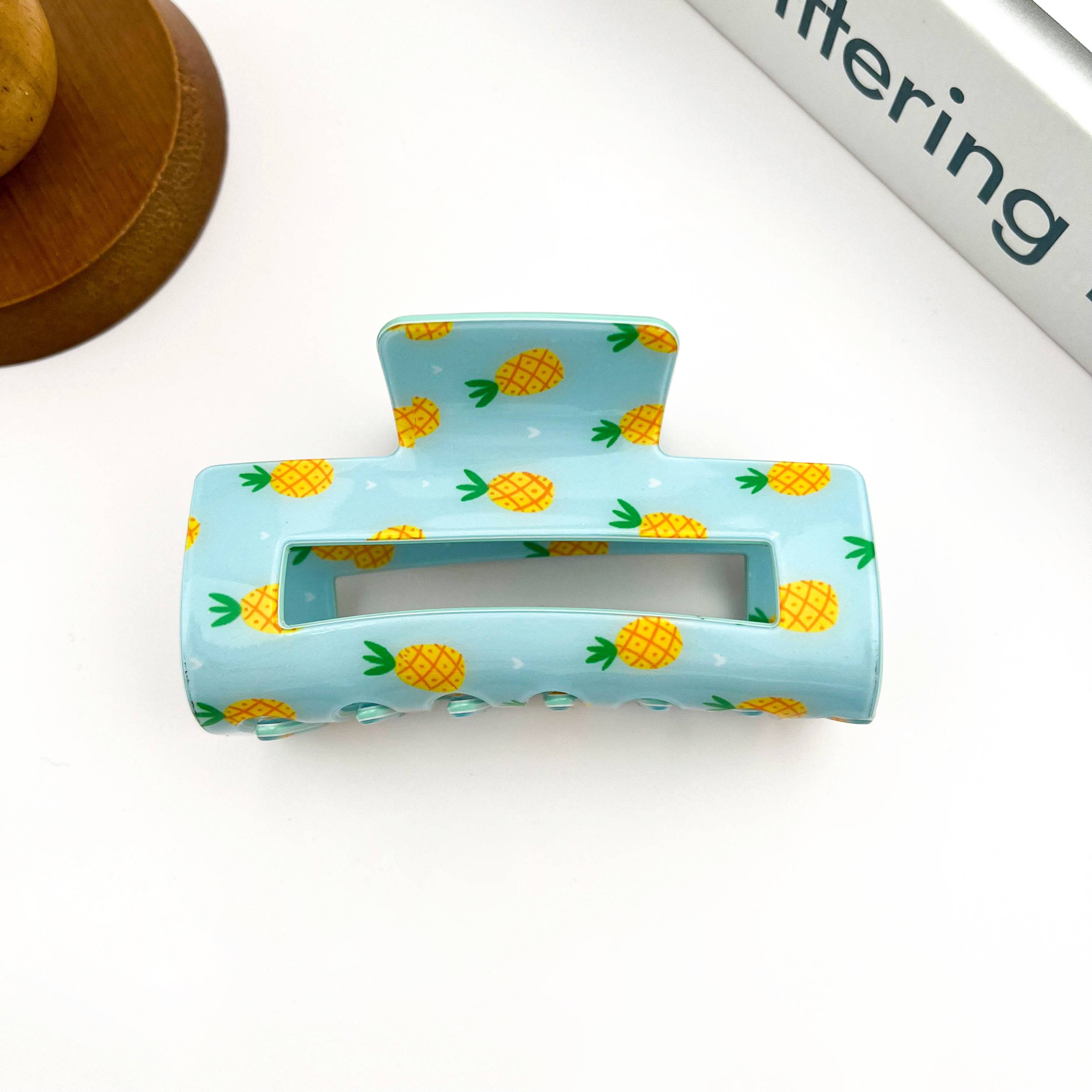 Playful Fruit-Inspired Hollow Rectangle Hair Claw Clip: Pineapple