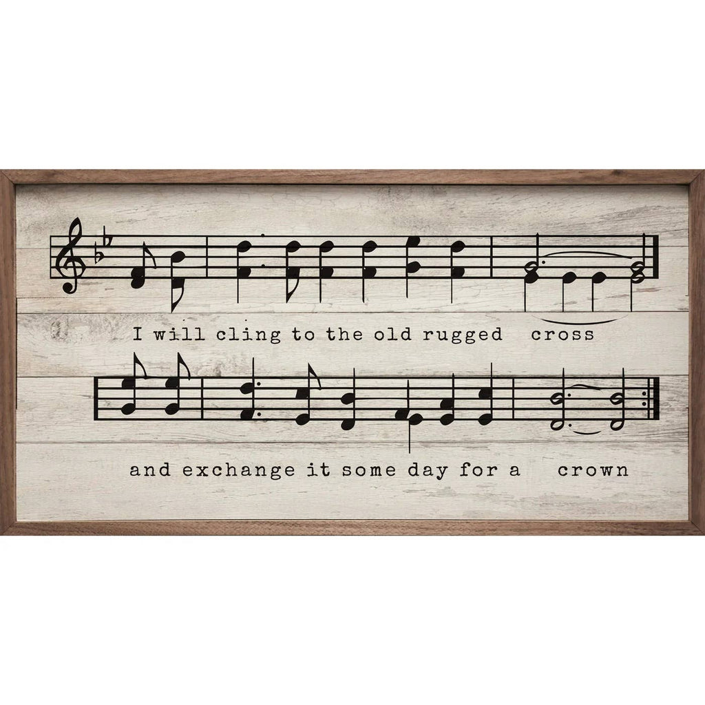 Old Rugged Cross Sheet Music Whitewash: 24 x 12 x 1.5