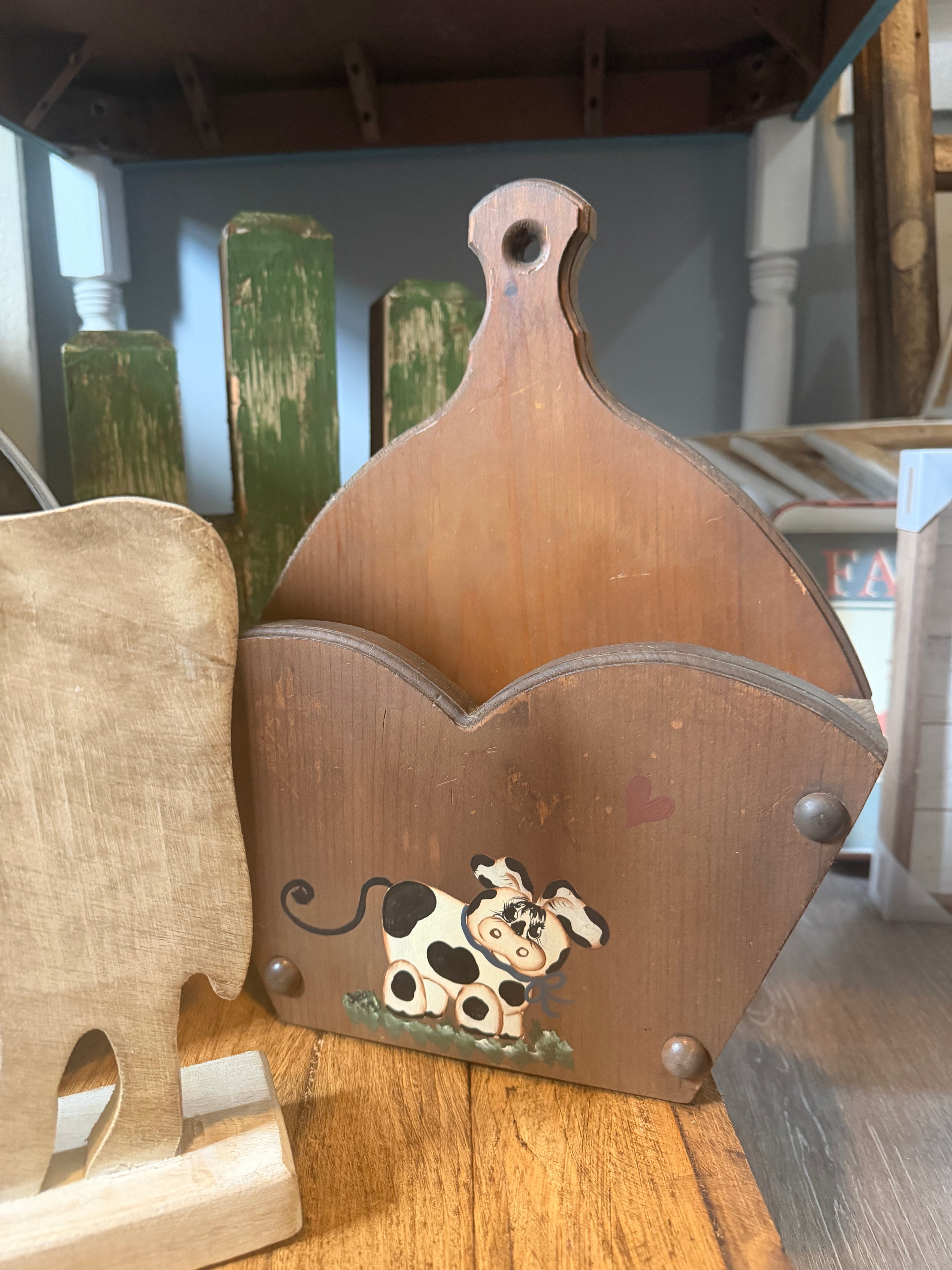 Vintage Cow Mail Holder