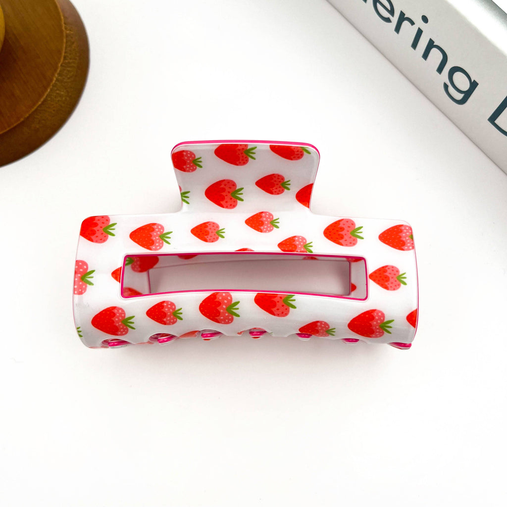 Playful Fruit-Inspired Hollow Rectangle Hair Claw Clip: Watermelon