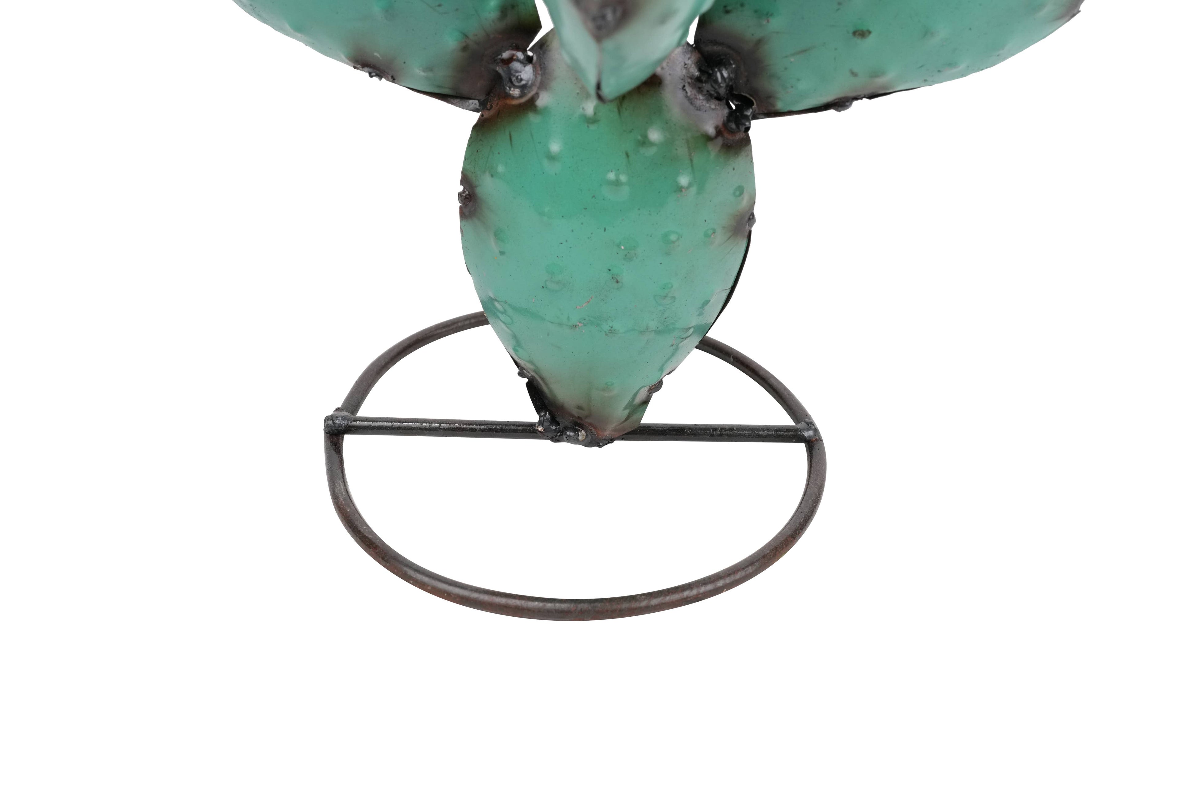 Desert Valley Metal Prickly Pear Cactus: Turquoise