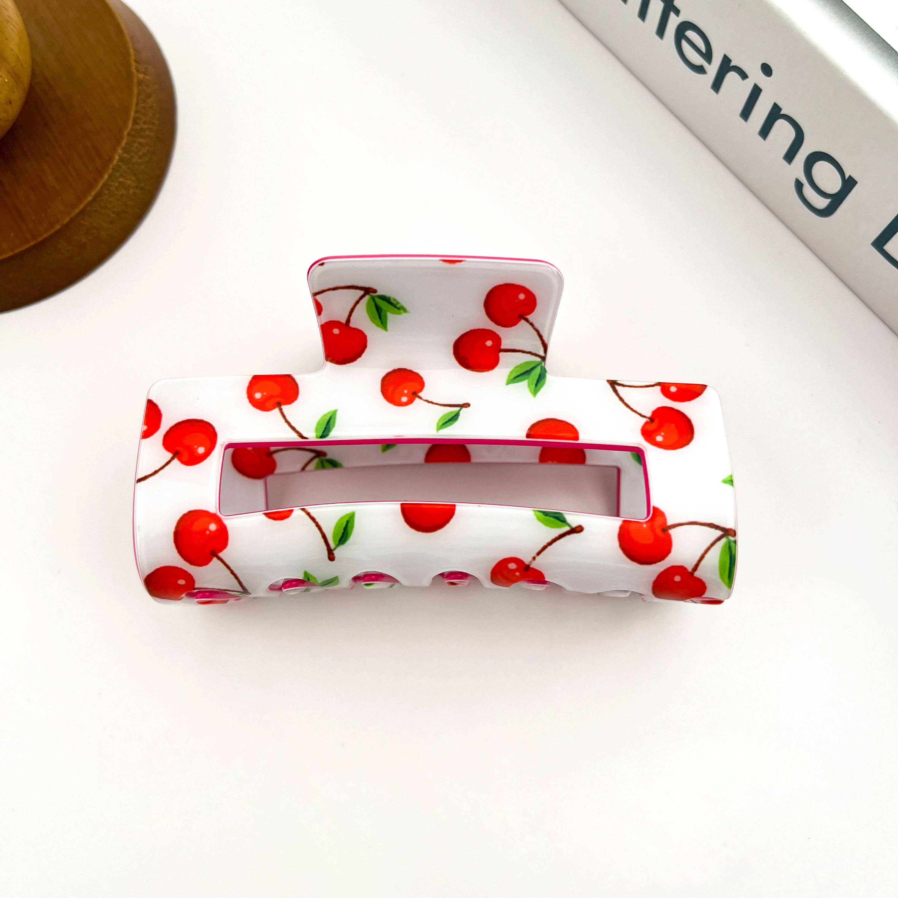 Playful Fruit-Inspired Hollow Rectangle Hair Claw Clip: Strawberry