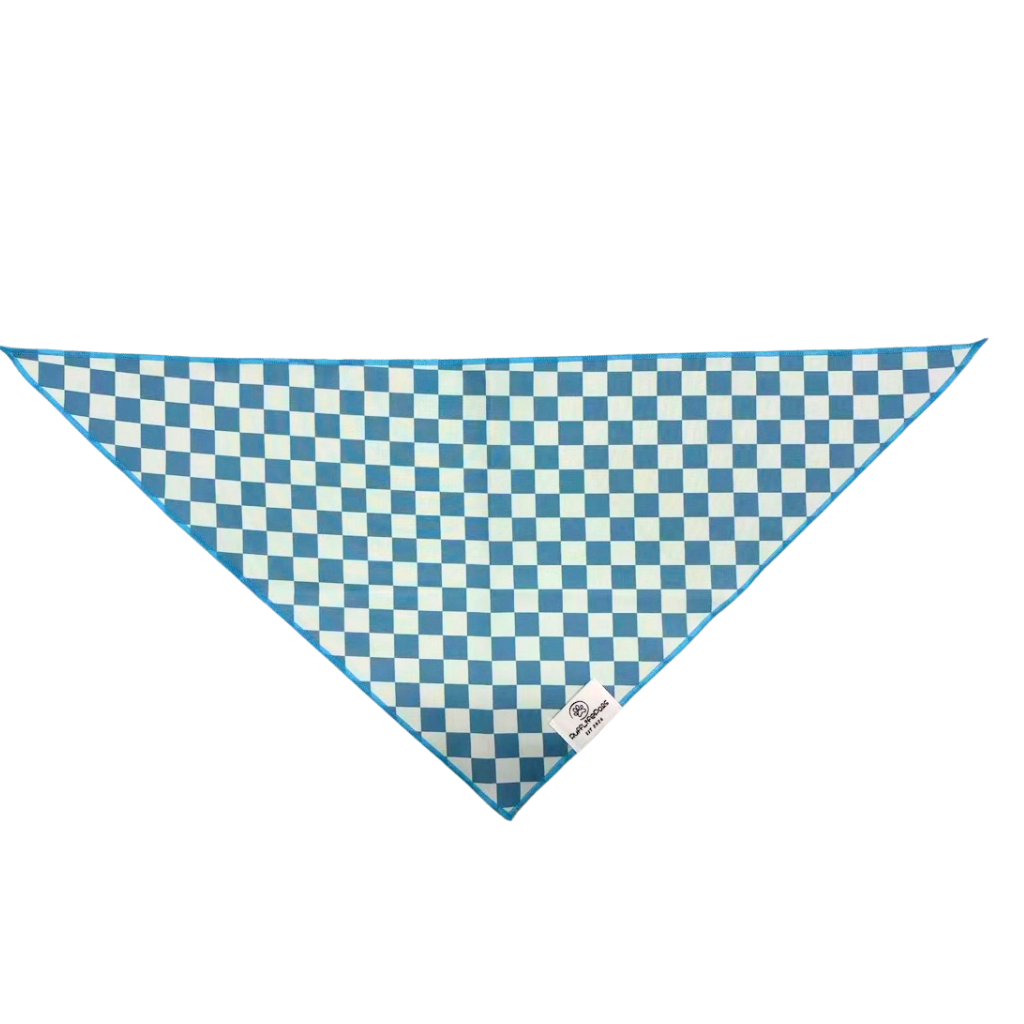 Teal Checkered Dog Bandana