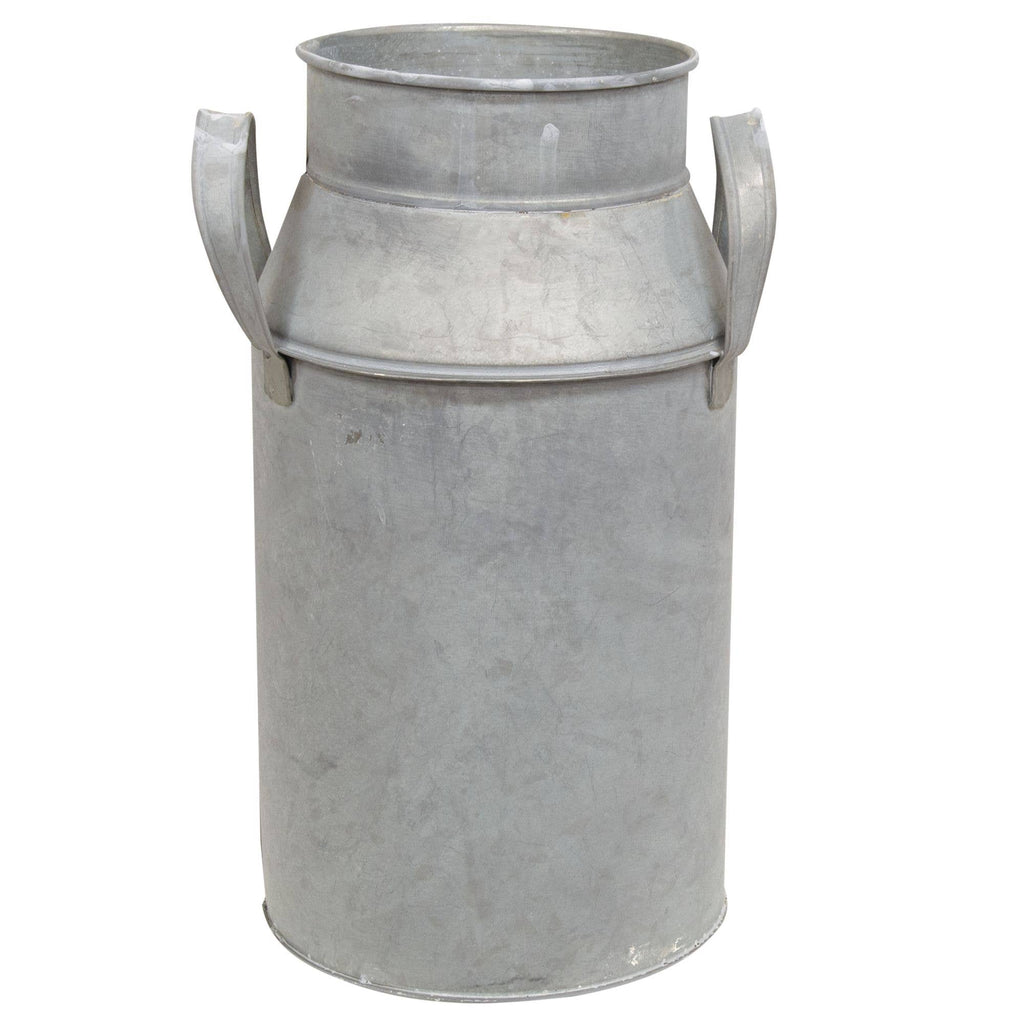 Natural Zinc Milk Can, 10.5"H
