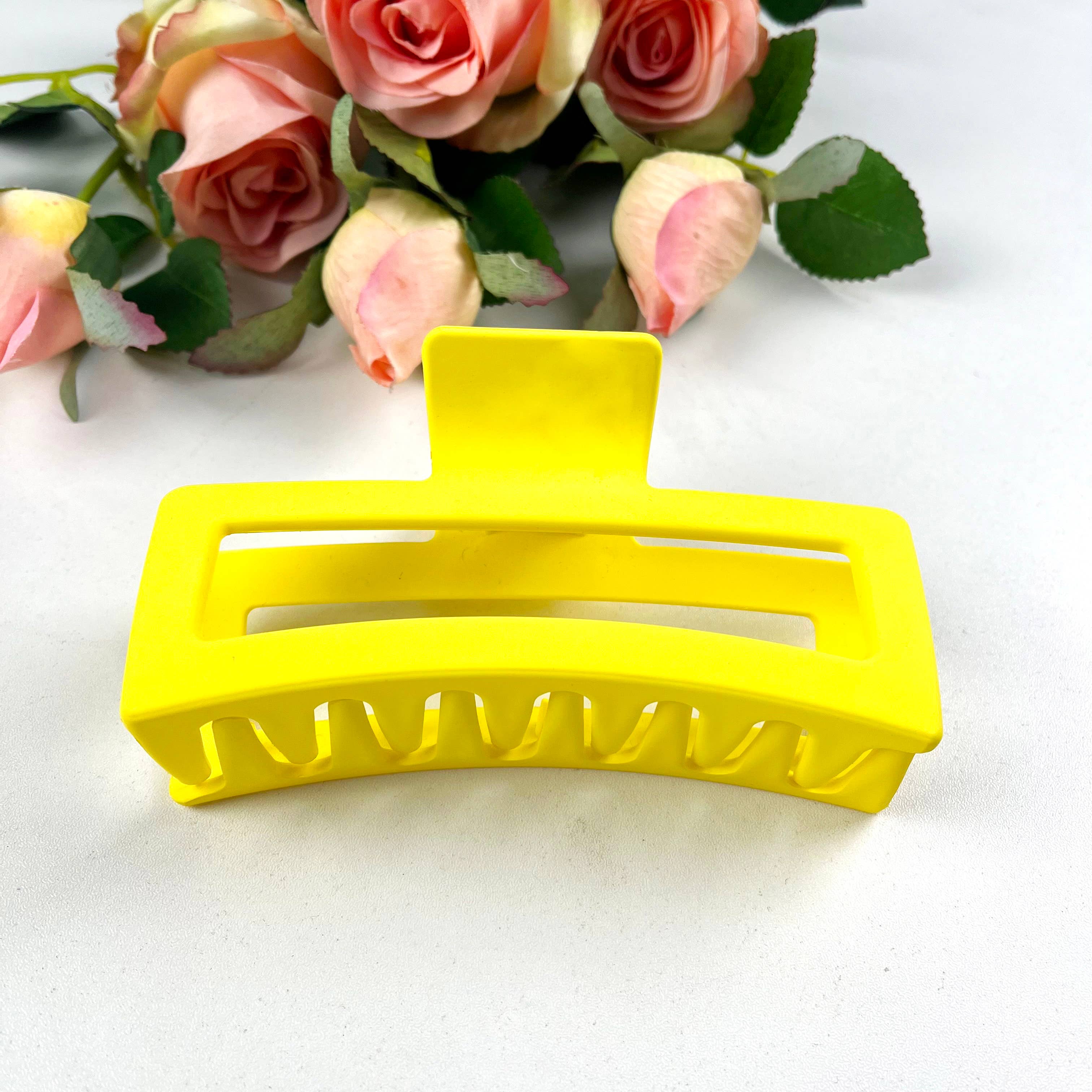 Solid color rectangular claw clip large hair clips: Pink
