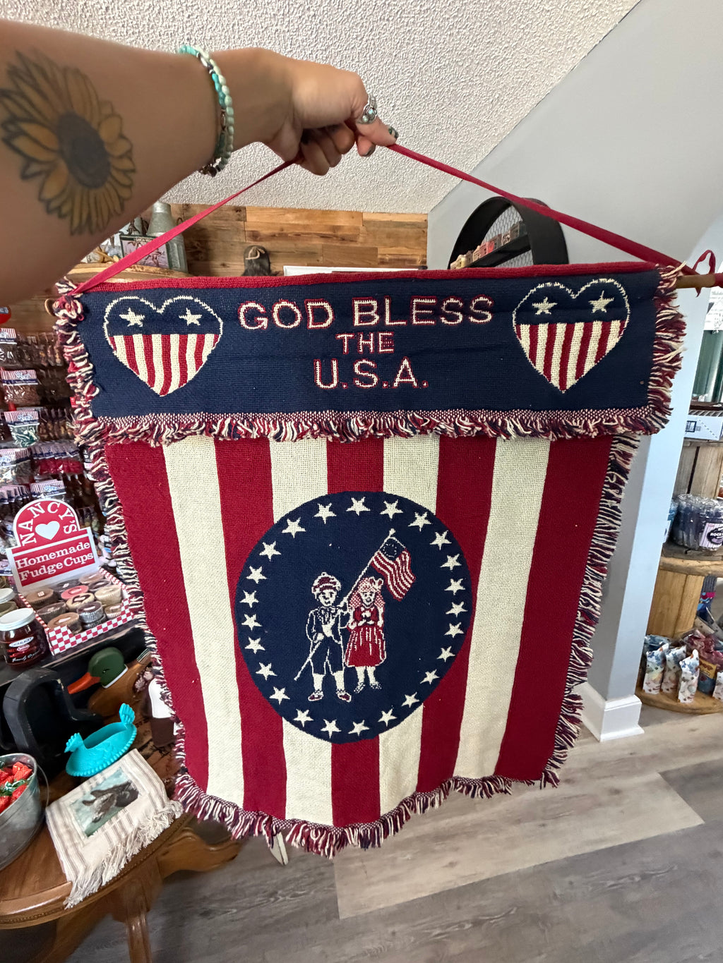 God Bless The USA Woven Patriotic Tapestry