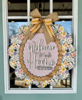 WELCOME TO OUR HOME SCALLOPED SIGN: 21.65"