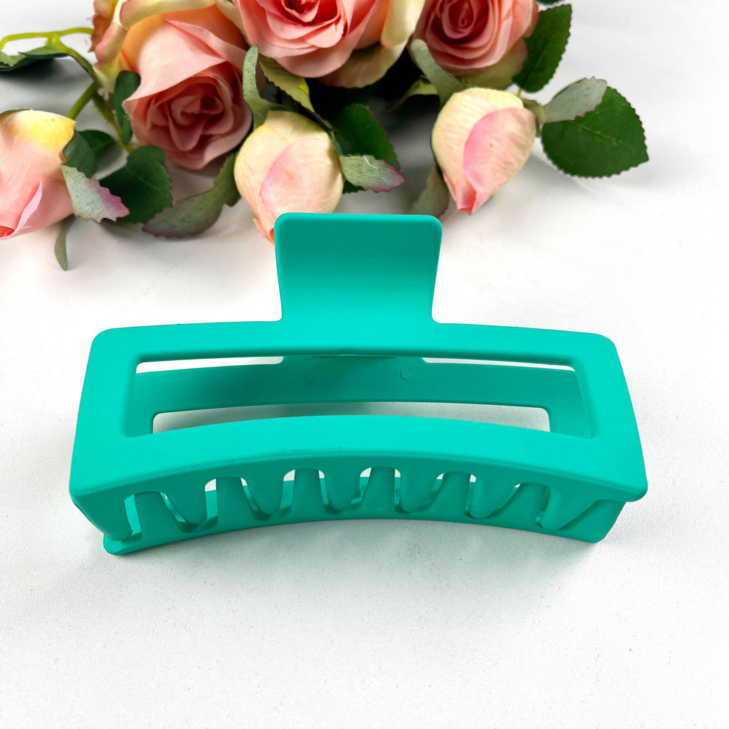 Solid color rectangular claw clip large hair clips: Pink