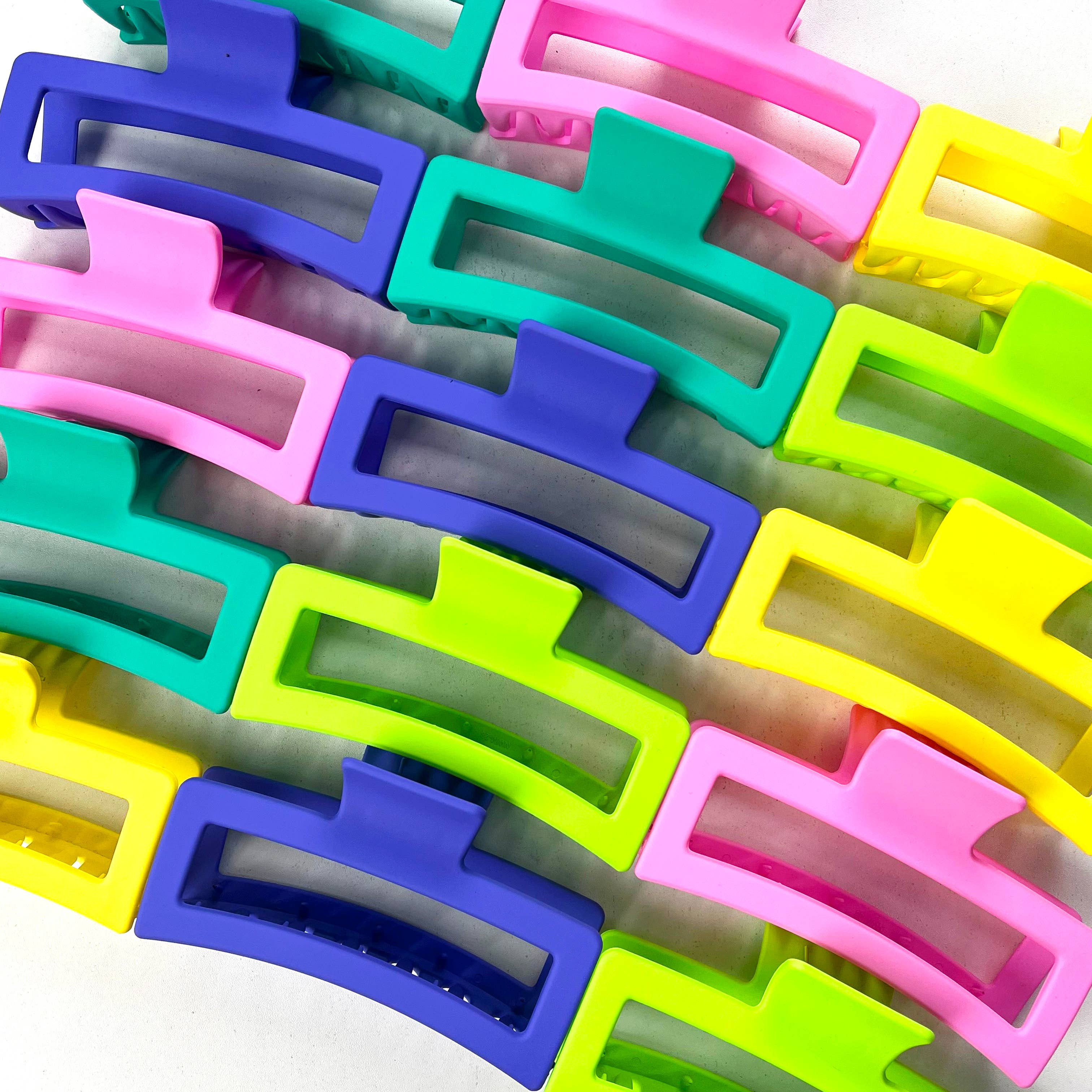 Solid color rectangular claw clip large hair clip: Green