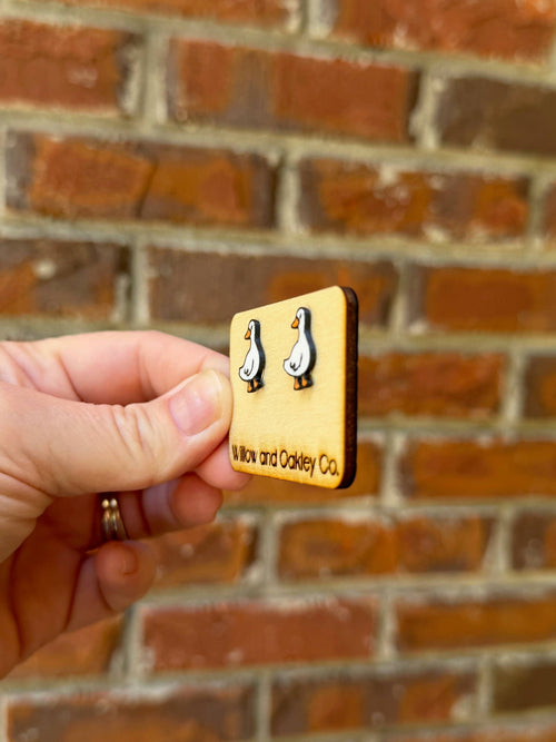 3d Printed Goose stud earrings