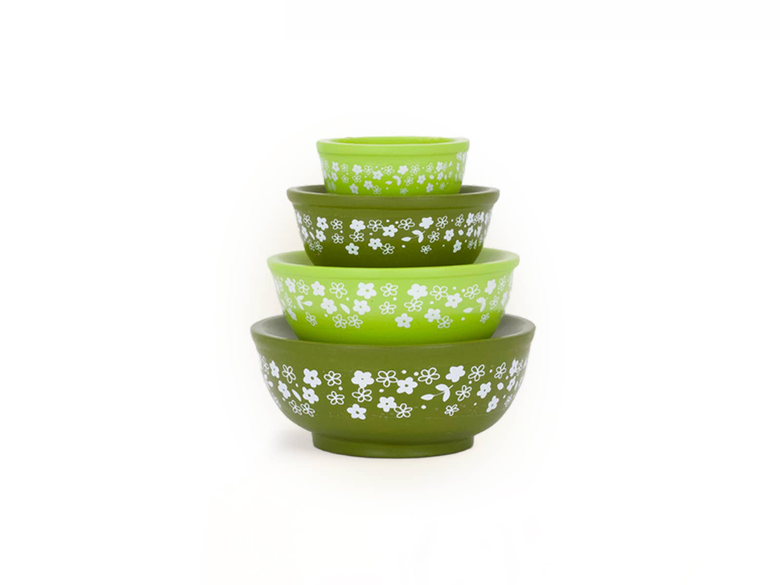 Mini Pyrex-Inspired Mixing Bowls – Retro Stackable Set: Spring Blossom