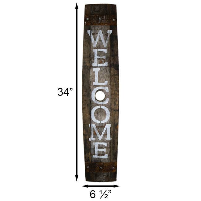 Welcome Amish-Made Whiskey Barrel Porch Sign
