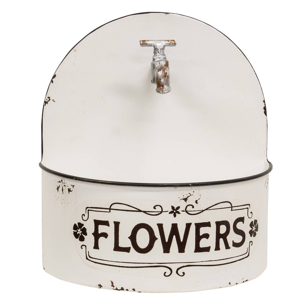 Distressed White Spigot Wall Planter