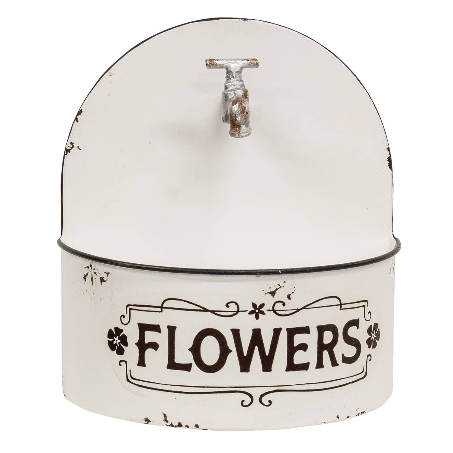 Distressed White Spigot Wall Planter
