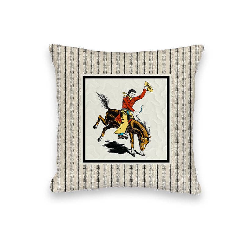 Framed Lazy J Linen Quilted Mini Pillow 8" x 8"